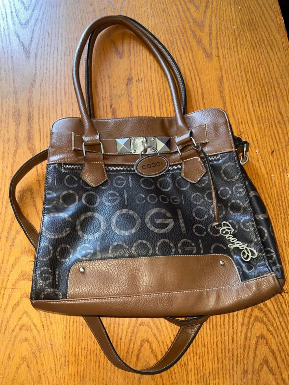 COOGI Brown Pattern Tote Bag - Picture 1 of 6